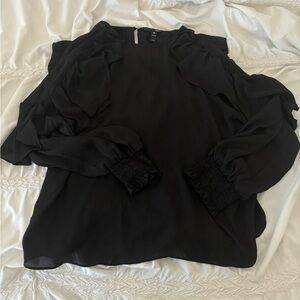 Black Ruffled Blouse Long Sleeve